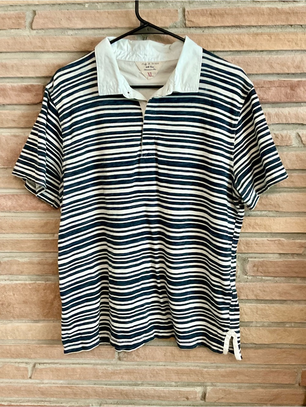 Rag & Bone Men’s Striped Polo Shirt 100% Cotton XL